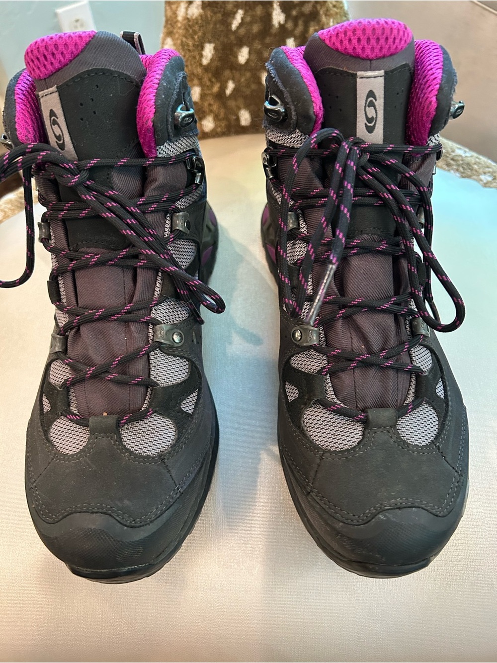 Salomon Black and Purple Lace-Up Women's Hiking Boots